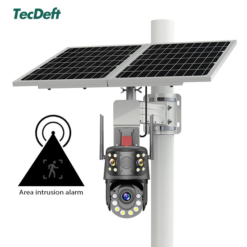 TecDeft Three Lens 4G Cctv Camera 12MP Bullet Wifi Security Solar System With Full Night Vision Auto Network Camera wifi