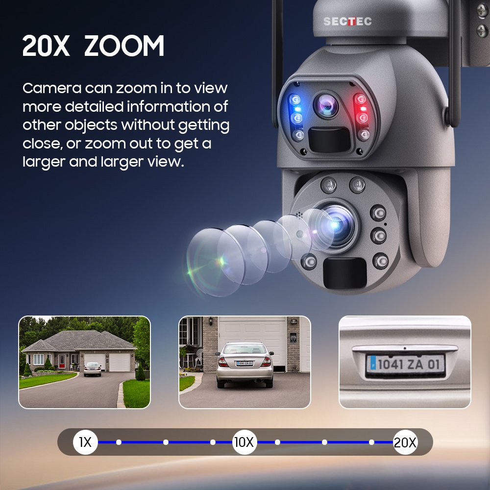 2024 Panorama IP CCTV 6MP 4G SIM Card Solar Camera 20X Zoom Dual Lens Network Solar Battery Camera