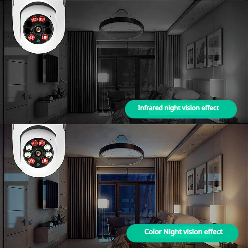 2K Wireless Human Tracking Two-way Voice PTZ Camera CCTV Cloud Storage 360 Degree Light Bulb Surveillance Camera With Chip