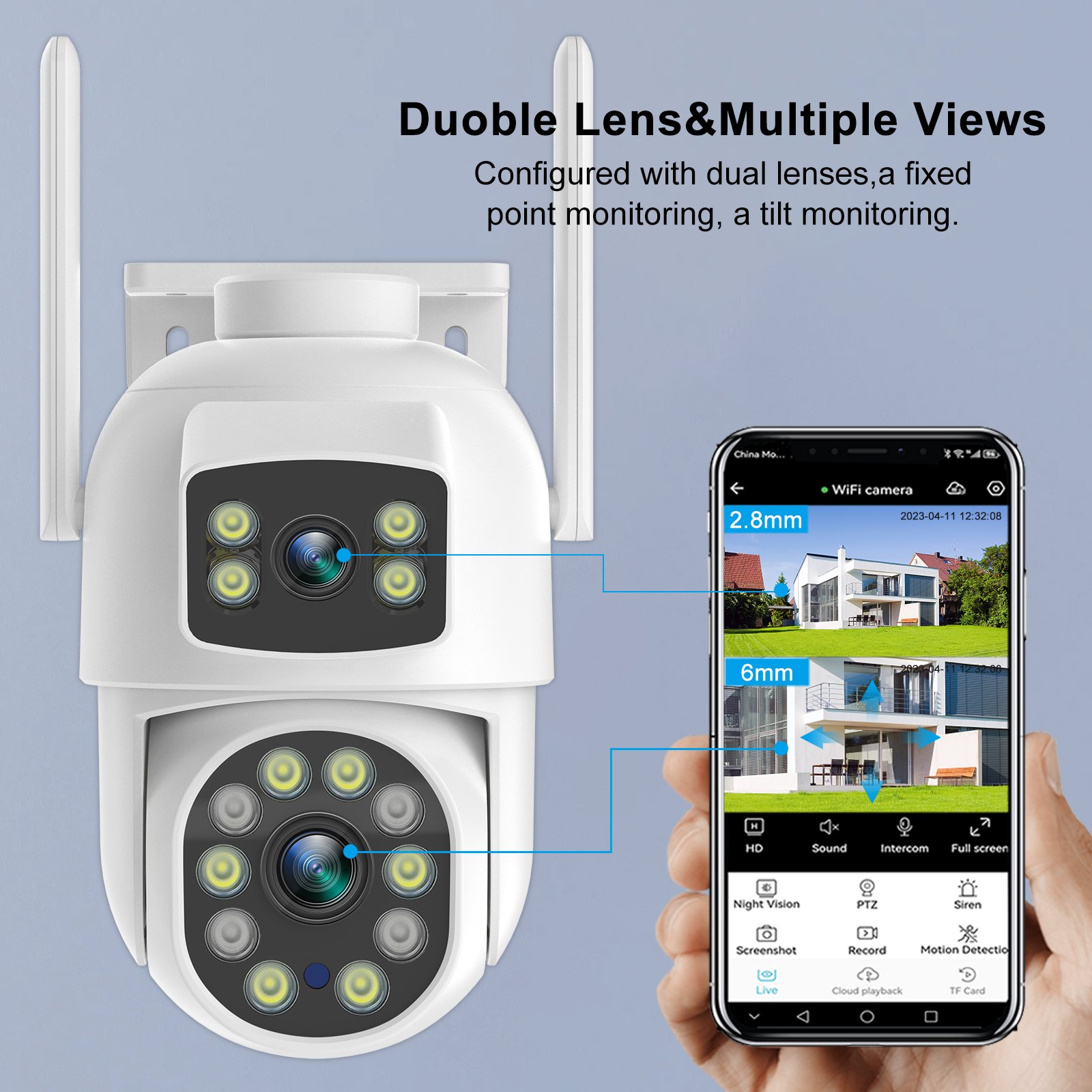 O-KAM Pro 6MP Outdoor Dual Lens Wireless PTZ CCTV security cameras Network Tracking 6MP 4K Dual Lens Mini wifi security camera