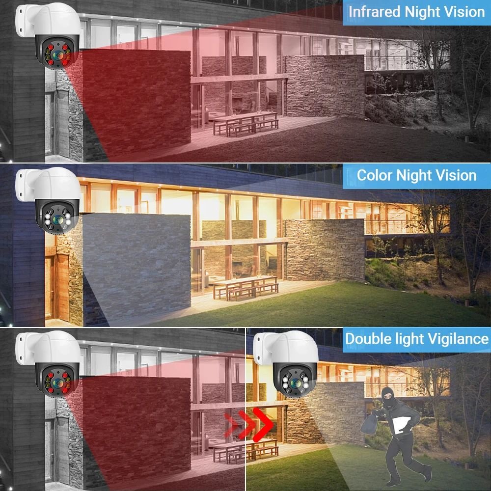 iCSee 8MP 4MP Outdoor POE camera IP ptz Security camera ptz fullcolor Dual Light Source Two-way Audio 4k POE PTZ Network camera