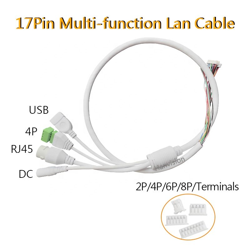 Lan Cables 17Pin USB 4P RJ45 DC For CCTV Security Camera Cable Accessories IP Network Pigtail Waterproof Connector Cover