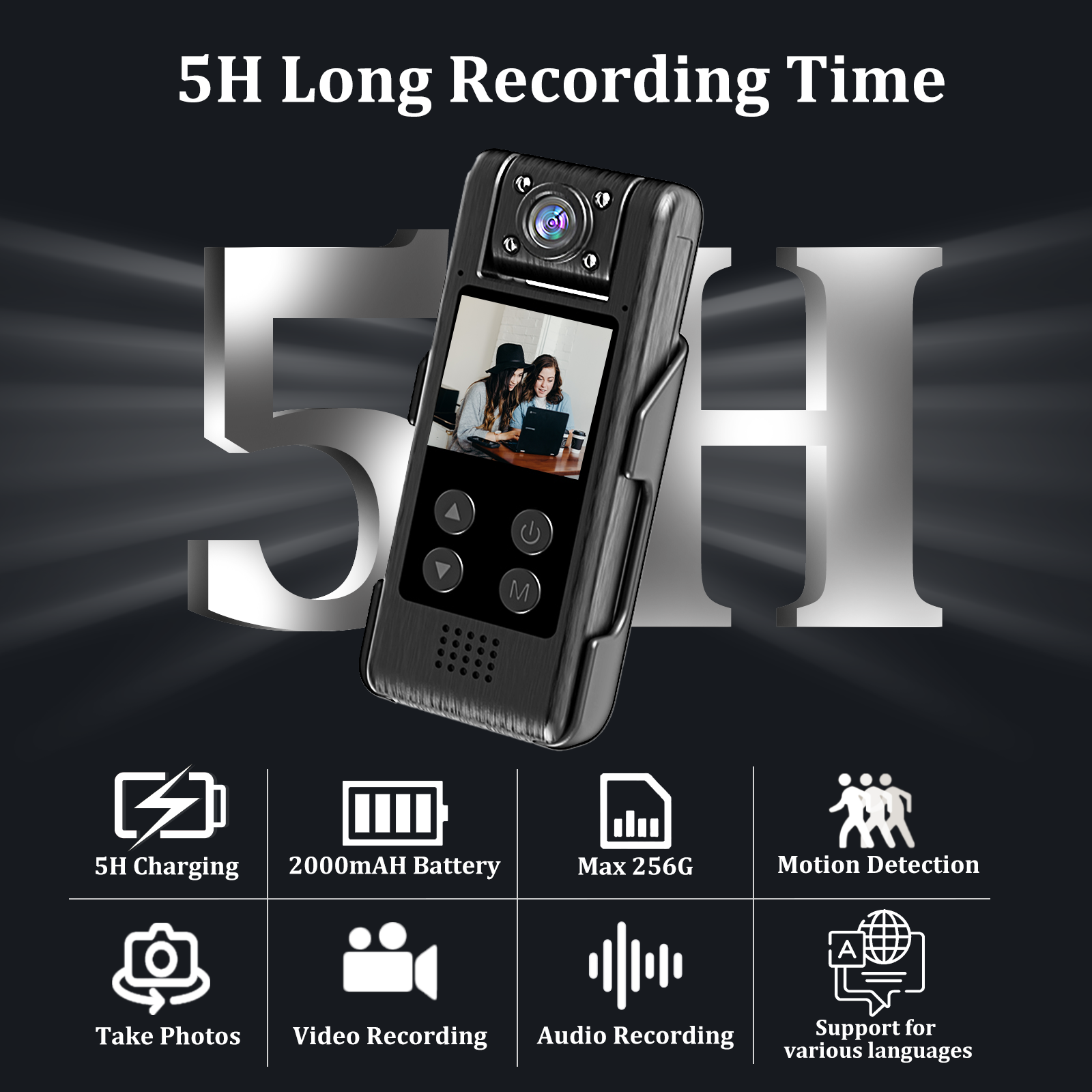 Portable Pocket Mini Camera 4K 1.3 inch Screen Video Voice Recorder 180 Degree Rotary Lens Body Clip Action Camera