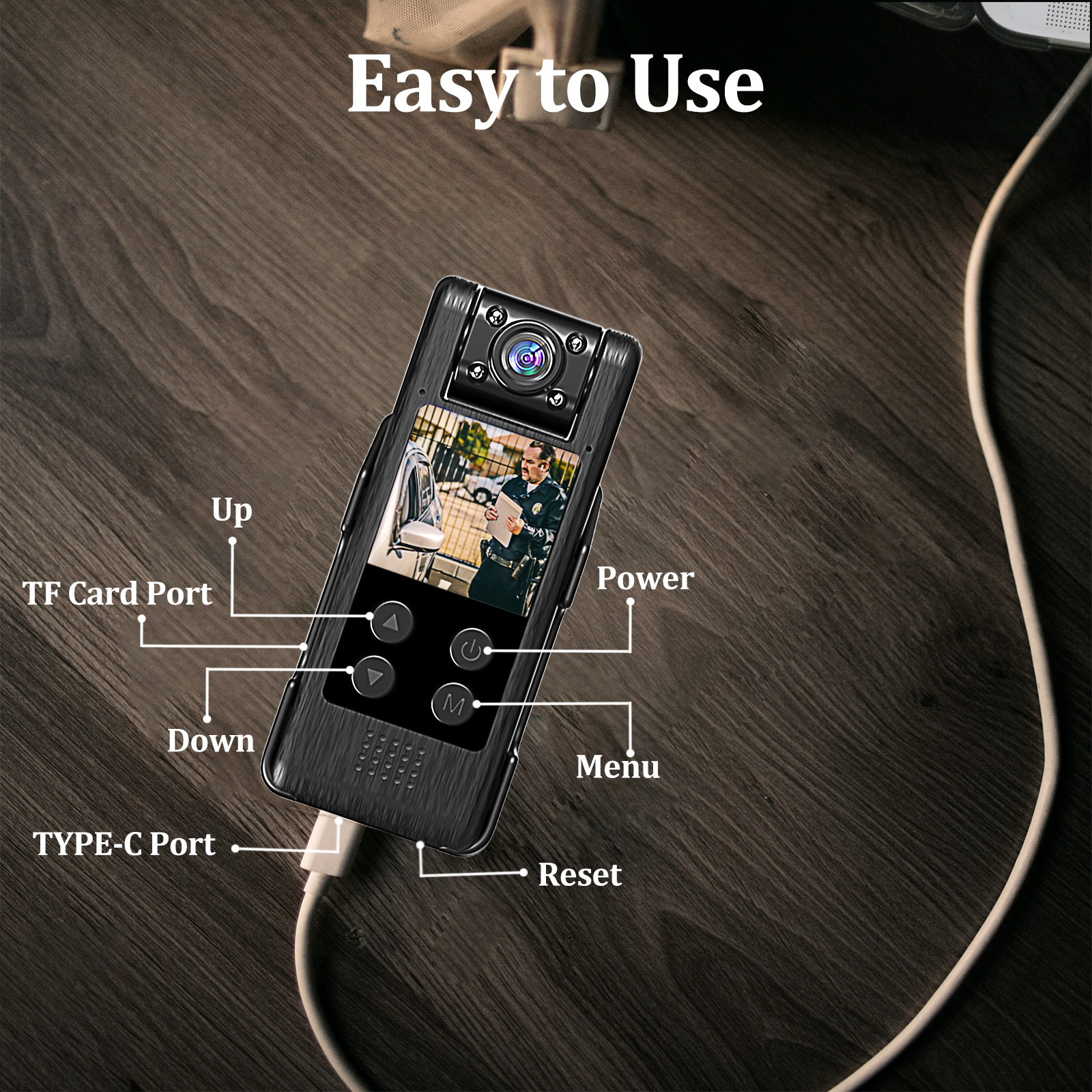 Portable Pocket Mini Camera 4K 1.3 inch Screen Video Voice Recorder 180 Degree Rotary Lens Body Clip Action Camera