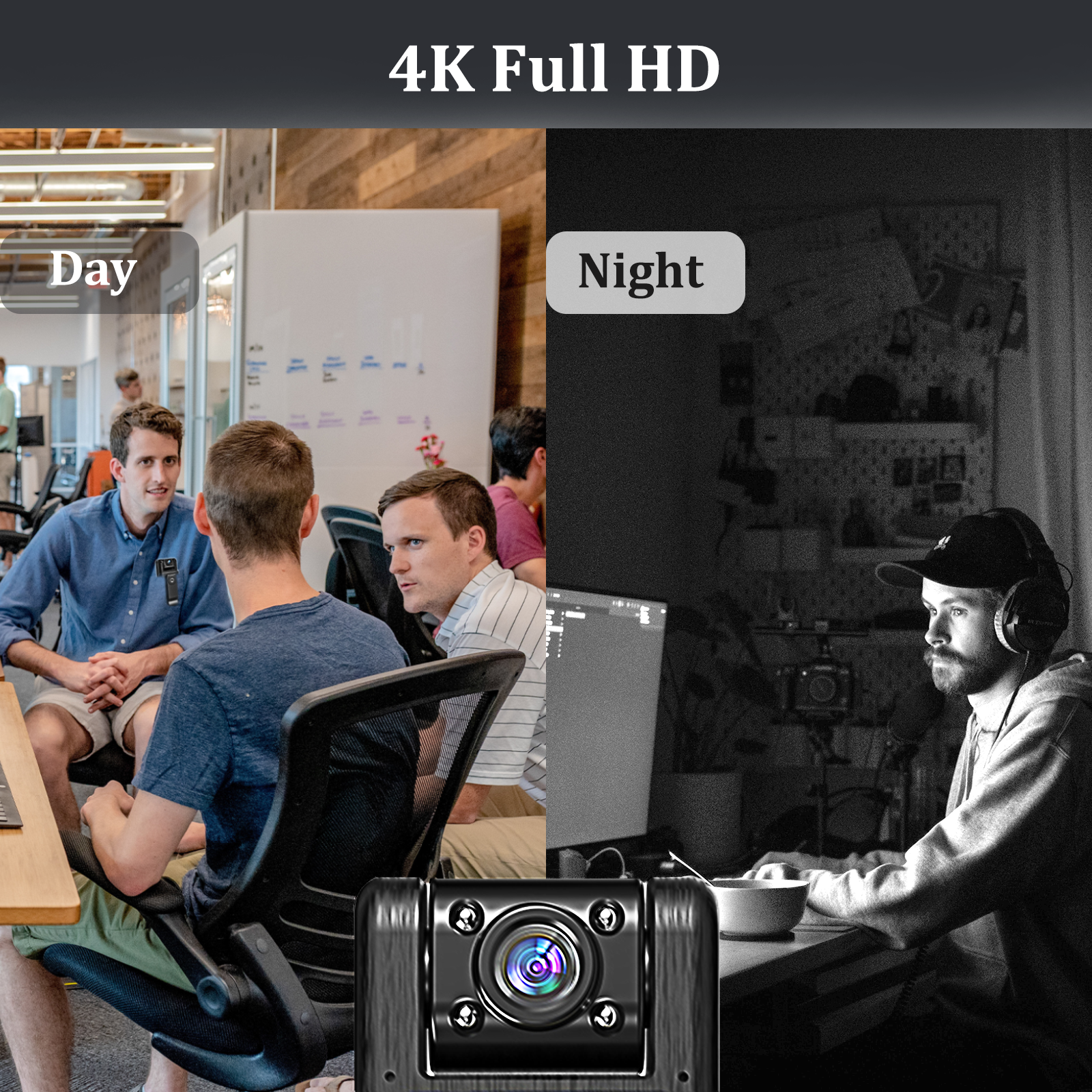 Portable Pocket Mini Camera 4K 1.3 inch Screen Video Voice Recorder 180 Degree Rotary Lens Body Clip Action Camera