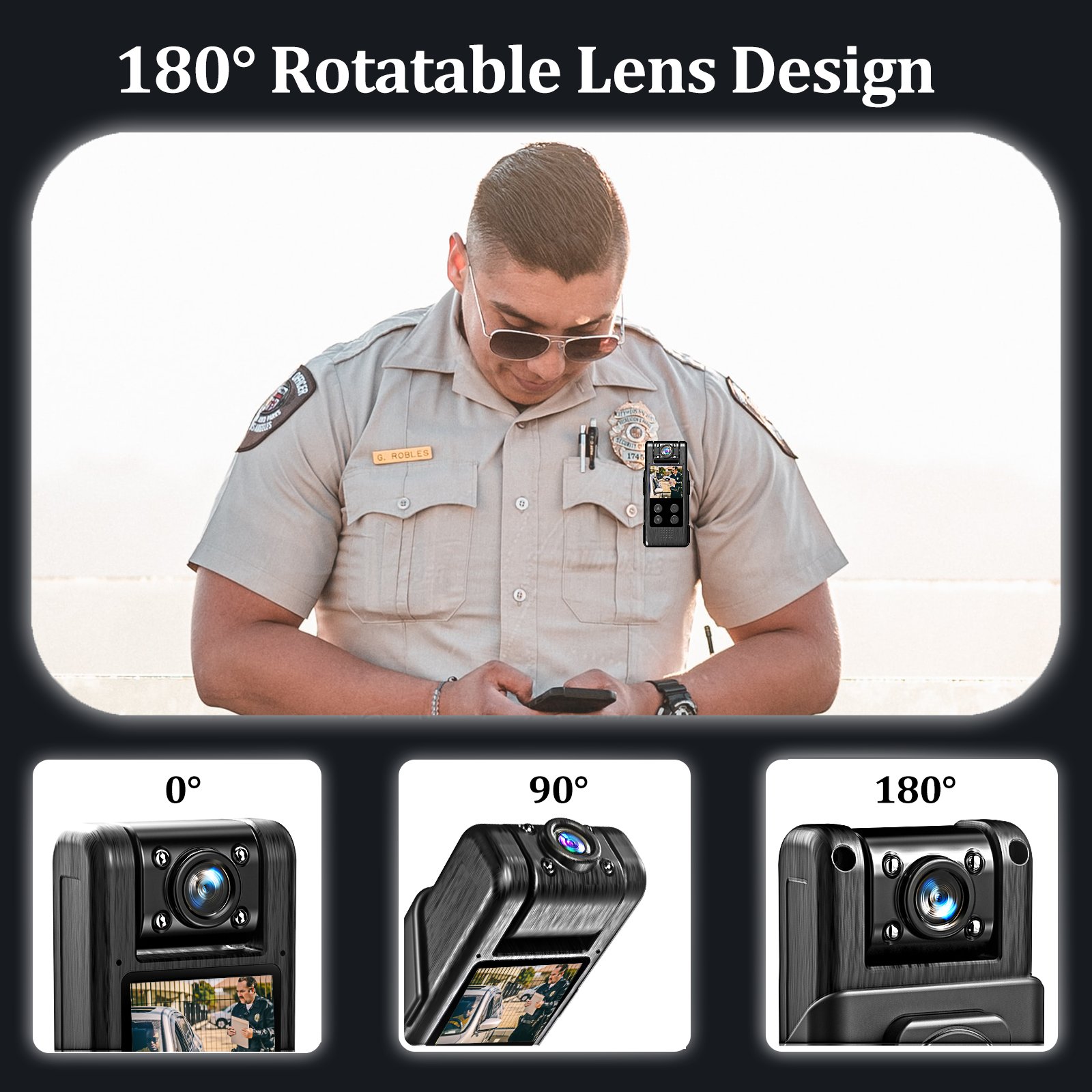 Portable Pocket Mini Camera 4K 1.3 inch Screen Video Voice Recorder 180 Degree Rotary Lens Body Clip Action Camera