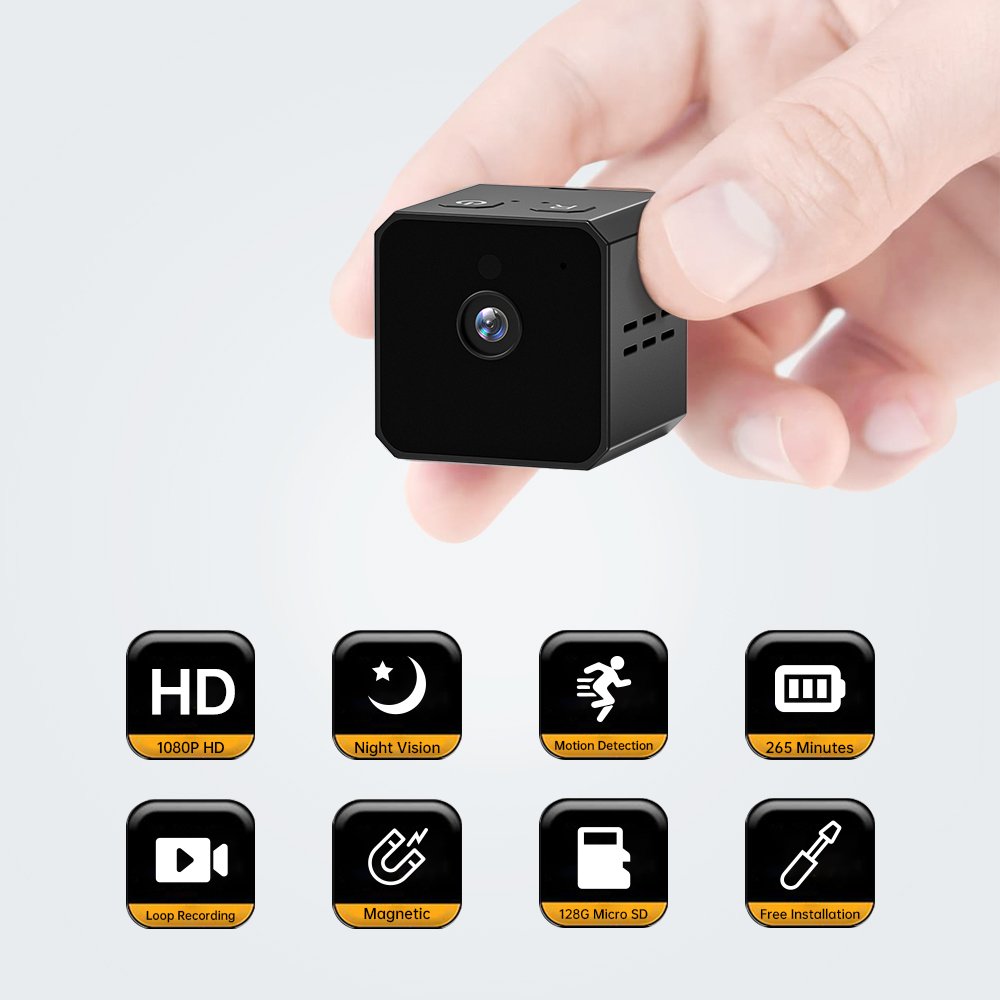HD 1080P Mini Camera Portable Small Cam with Night Vision Indoor Security Camera for Home and Office