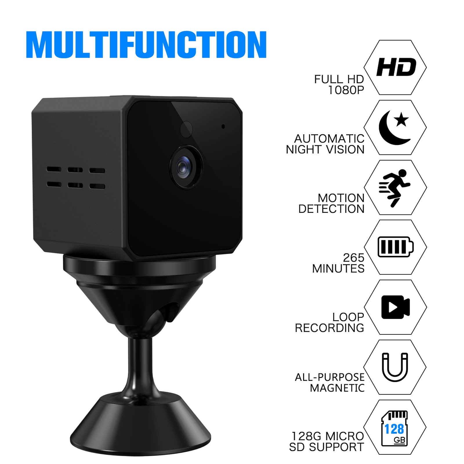 HD 1080P Mini Camera Portable Small Cam with Night Vision Indoor Security Camera for Home and Office