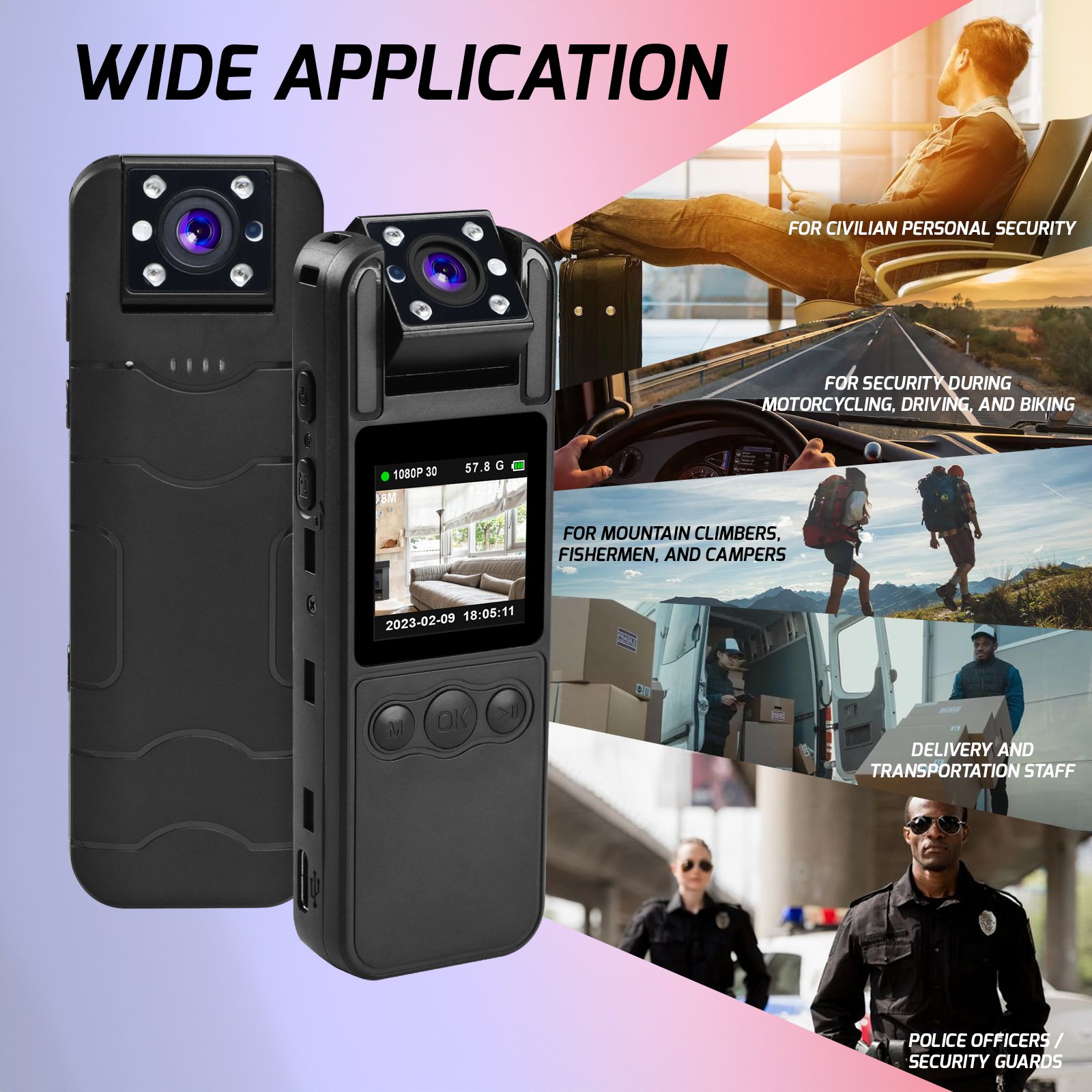Digital Video Recorder Mini Camera 1080P Body Worn Camcorder Audio Night Vision Motion Detection (OEM Packaging Available)