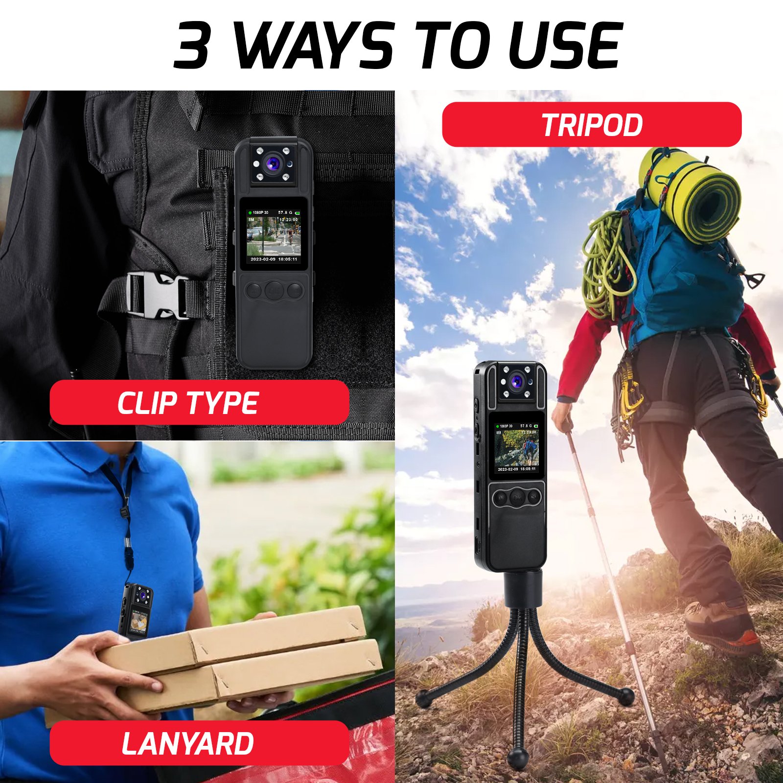 Digital Video Recorder Mini Camera 1080P Body Worn Camcorder Audio Night Vision Motion Detection (OEM Packaging Available)
