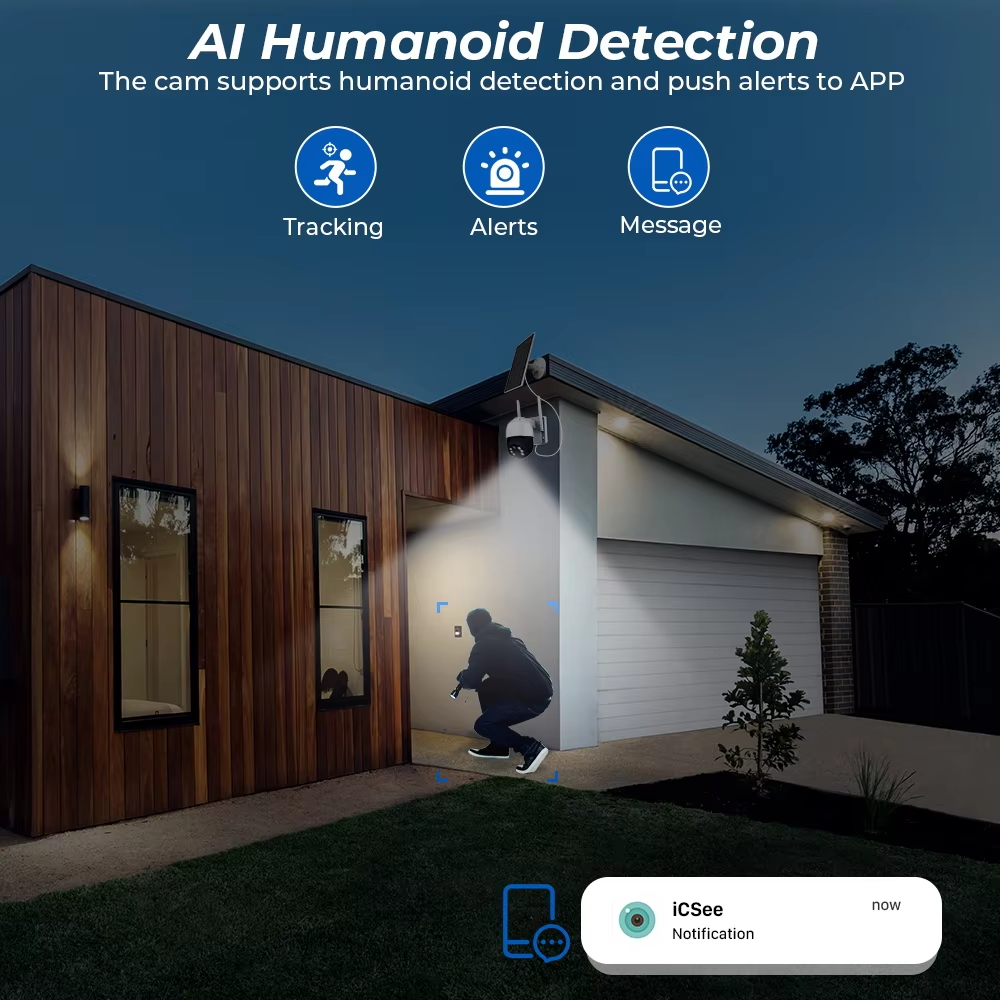 iCsee Solar Camera Outdoor Pir Human Detection Sim Card Solar Street Light With Cctv Camera 4G Network Camera With Memory Card