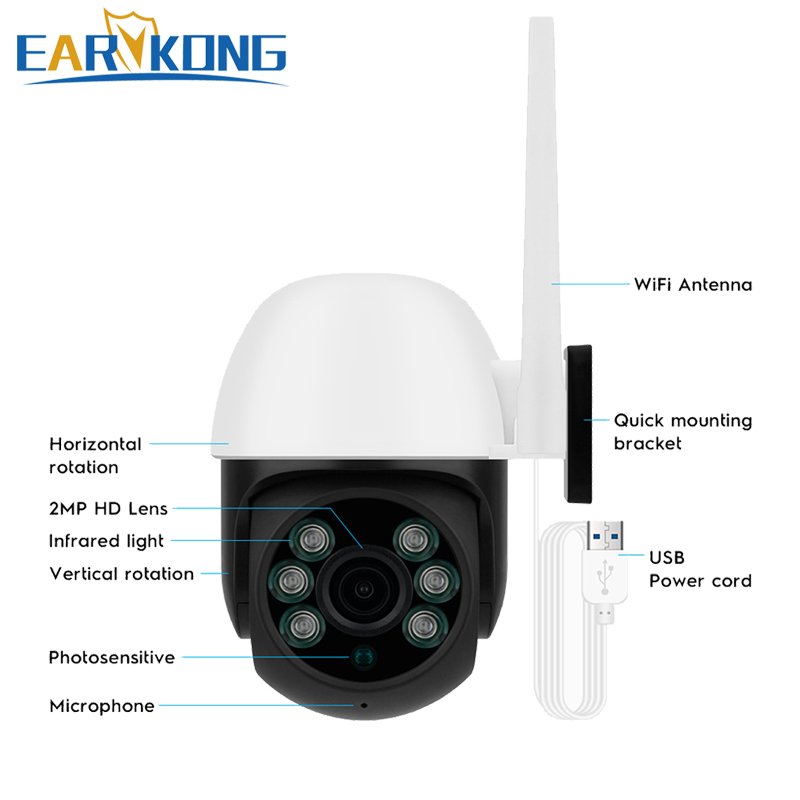 2MP 1080P HD tuyasmart smartlife Tuya outdoor waterproof ptz security night vision wireless cctv ip camera mini camera wifi