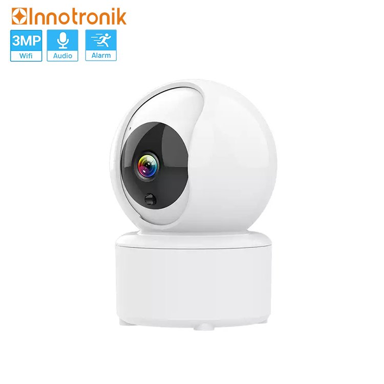 Innotronik Indoor Baby Camera 3MP Pan Tilt Auto Tracking Mini Wireless Camera Network CCTV Home Security Icsee App