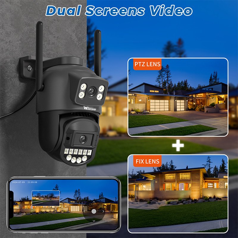 Wistino 5Ghz Outdoor Dual Lens Network Camera Humanoid Detection Automatic Tracking and Alarm Security Camera