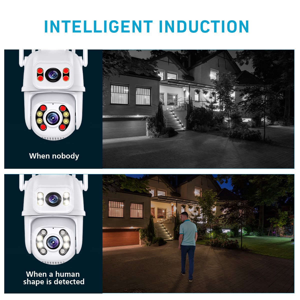 Icsee Wifi Camera 6MP Dual Lens ptz WIFI Camera Outdoor Human Auto Tracking Wireless Security WIFI Camera Night Vision