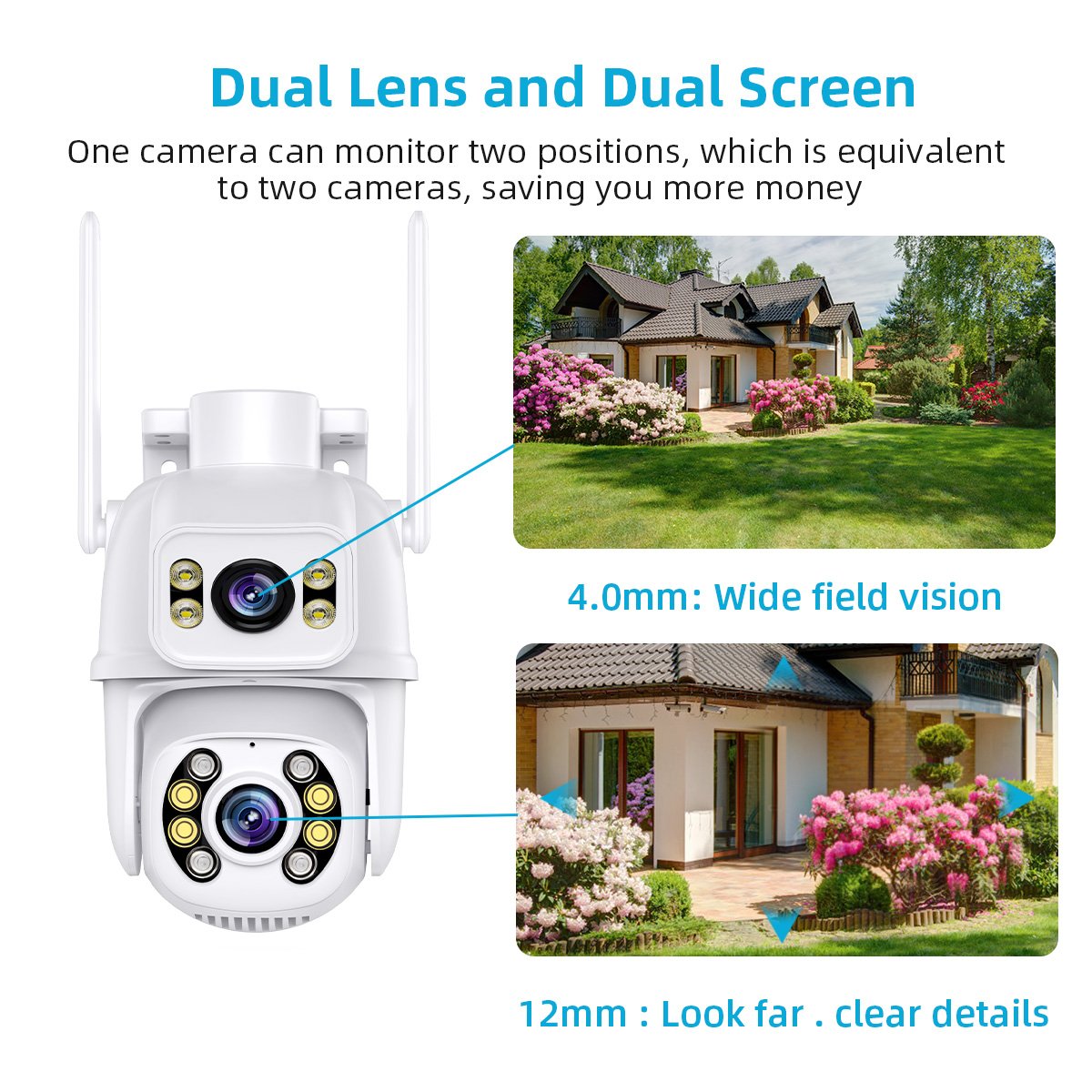 Icsee Wifi Camera 6MP Dual Lens ptz WIFI Camera Outdoor Human Auto Tracking Wireless Security WIFI Camera Night Vision