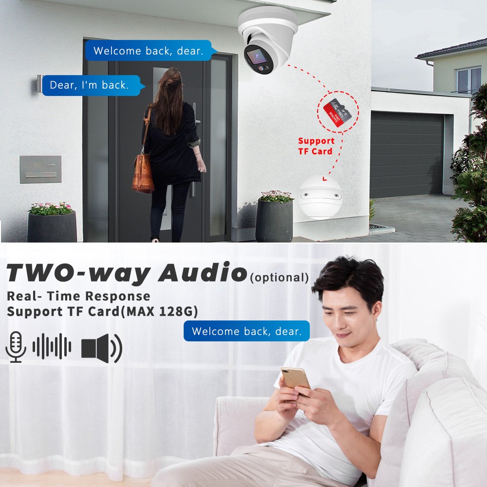 8MP 5X Zoom IP Camera Full Color Active Deterrence Night Vision Red Blue Light Waterproof Security Network Camera 4K Outdoor