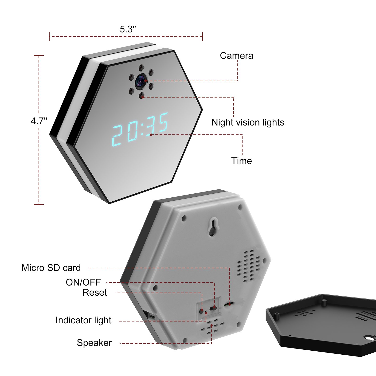 NEW 4K HD Wireless camera Wi-Fi Infrared Red Night Vision Clock Video Camera Motion Detect Recorder