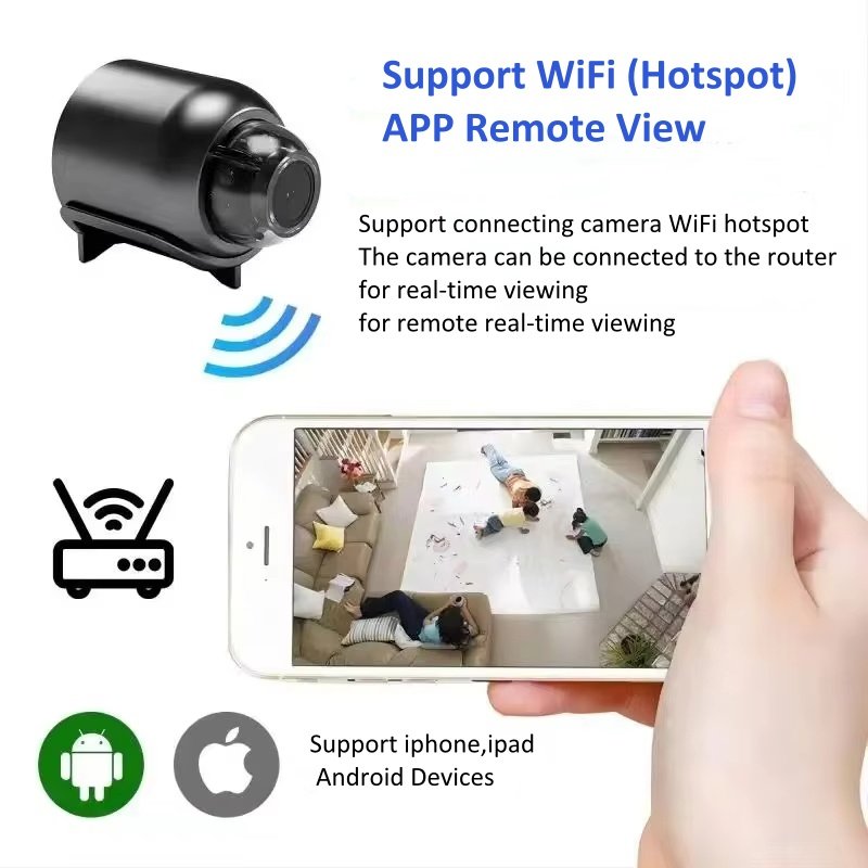 Factory price HD wirelsee remote monitor wide angle motion detection night vision real time viewing wifi mini camera