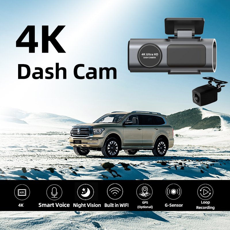 Mini Car Dvr 4K Dash Camera Wifi Dual Lens Front And Rear Car Camera Black Box Dash Cam 4K For Car