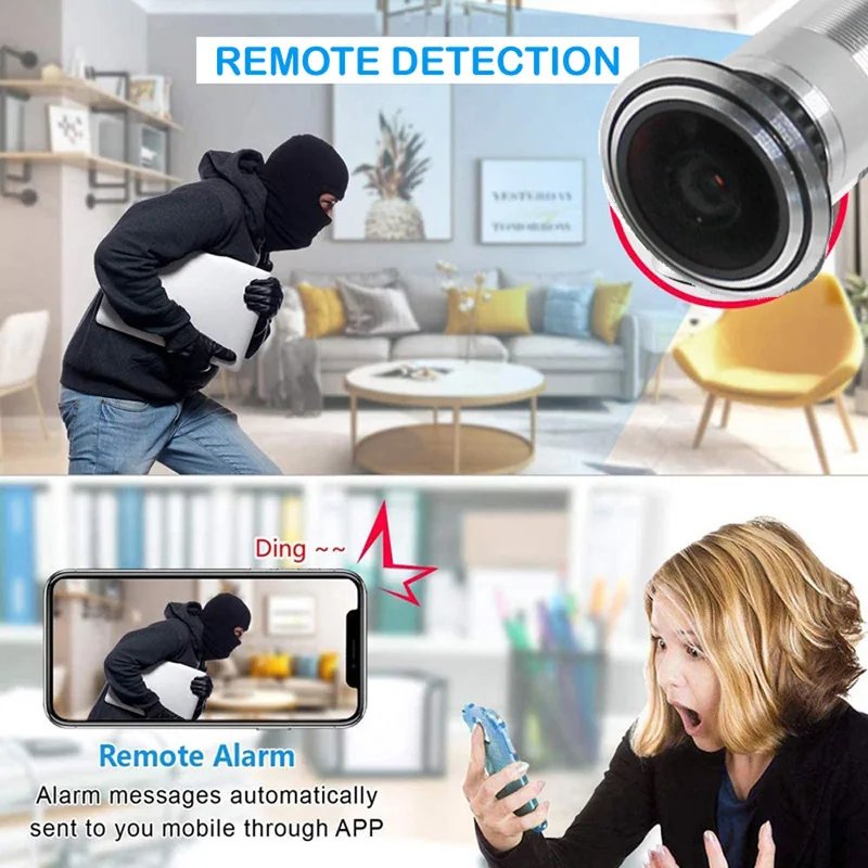 Tuya Door Eye Hole Security 1080P HD 2.1mm Lens Wide Angle FishEye CCTV Network Mini Peephole Door WifI Camera P2P SD Card Slot