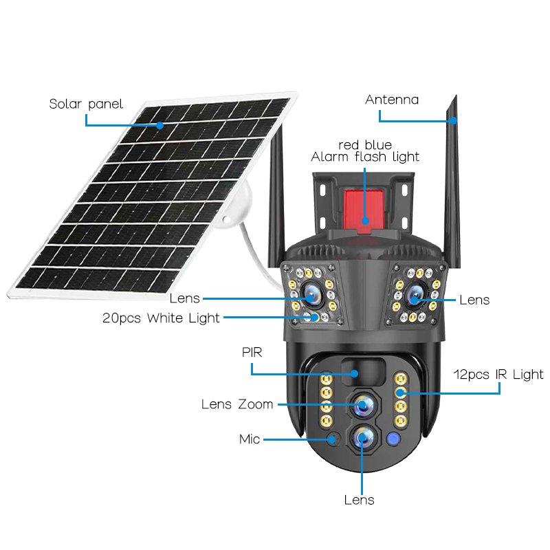 10x zoom Solar Camera Wireless Outdoor Camera Solar CCTV 2.4G Wifi Network Home Security Monitor System V380 pro P2P IP Camera