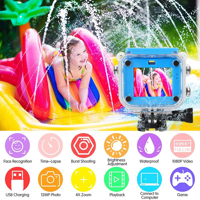 New Kids Mini Camera 2Inch Screen 1080P Video digital kids Camera with Waterproof case For Children Gift outdoor sports camera