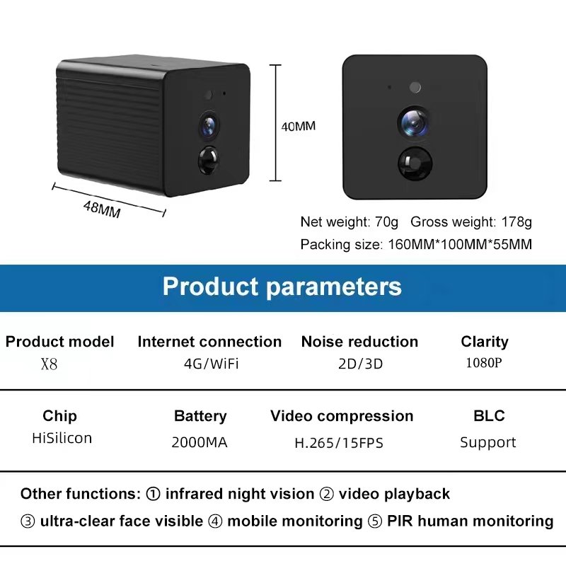 Low power consumption 4MP HD Rechargeable 4G IR Night Surveillance WiFi Mini Camera Security Camera 1080P Motion Alarm Camcord