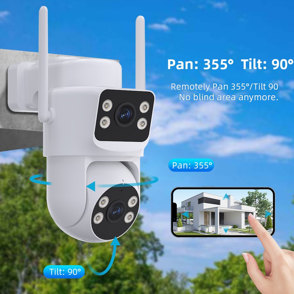 Anboqi-Q10 Outdoor Wireless CCTV Dual Lens Security Network Ptz Camera 4mp Auto Tracking supervisory Wifi Dual Lens solar Camera