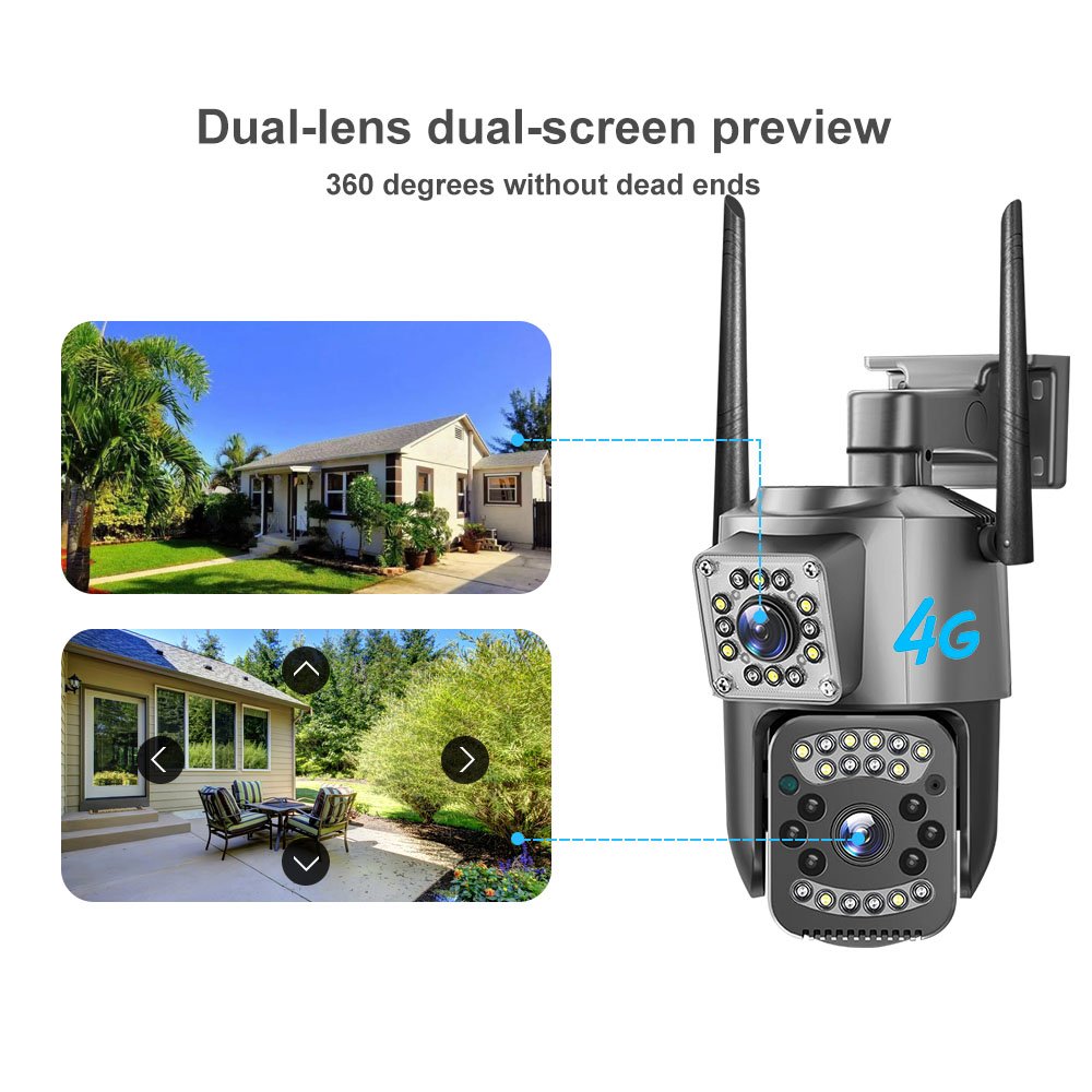 V380PRO New V380 Doule Lens Camera 4MP Humanoid Detection Security 4G SIM card SD Slot Bullet PTZ dome Wireless PTZ Smart Camera