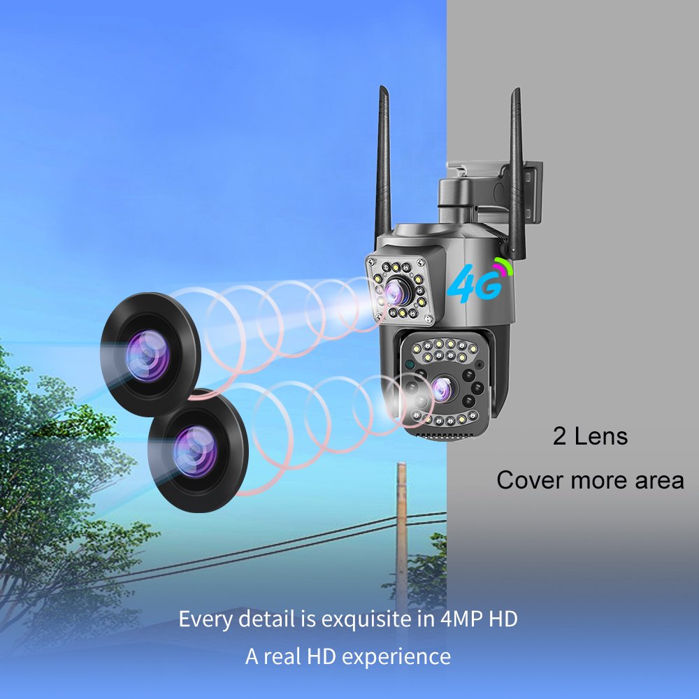 V380PRO New V380 Doule Lens Camera 4MP Humanoid Detection Security 4G SIM card SD Slot Bullet PTZ dome Wireless PTZ Smart Camera