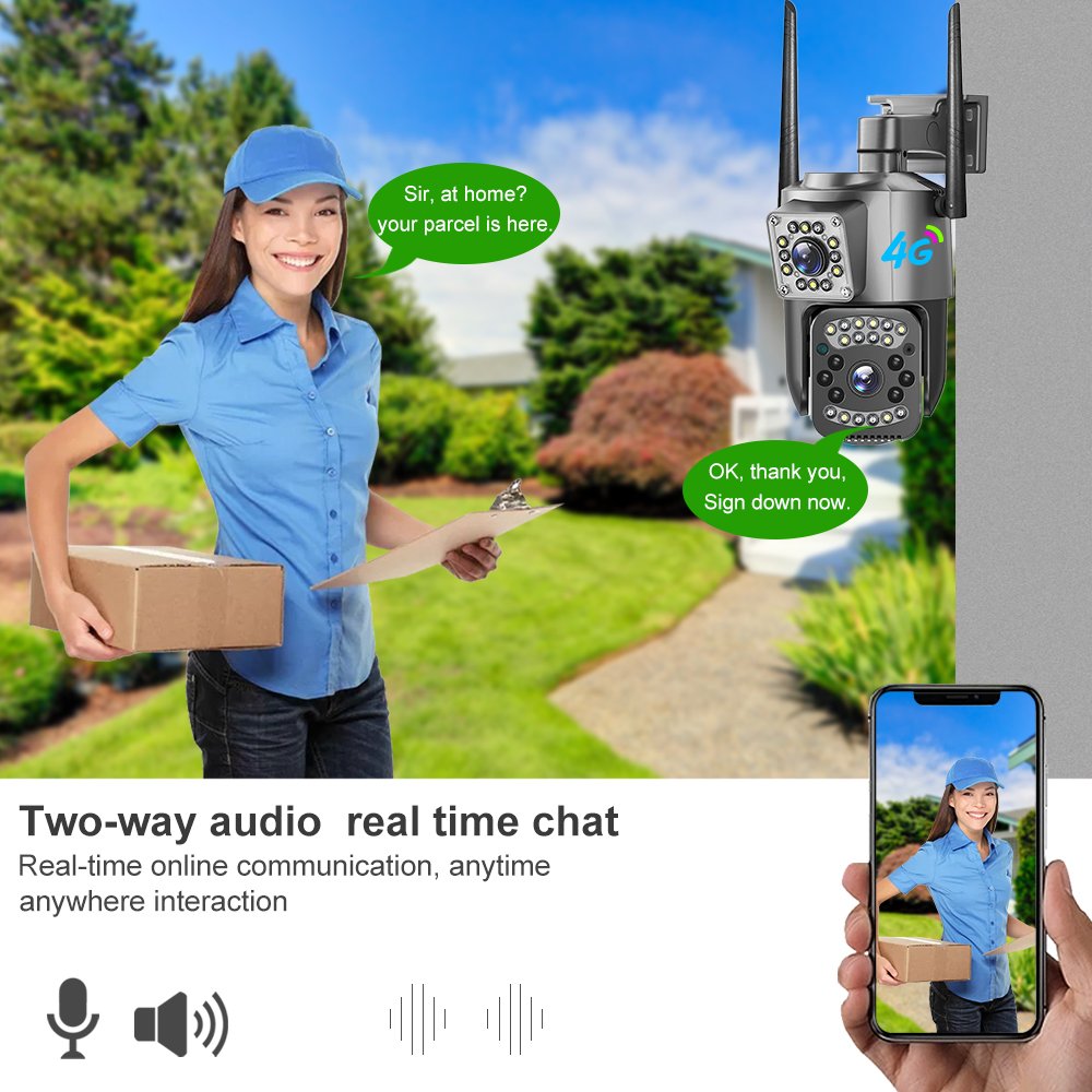 V380PRO New V380 Doule Lens Camera 4MP Humanoid Detection Security 4G SIM card SD Slot Bullet PTZ dome Wireless PTZ Smart Camera