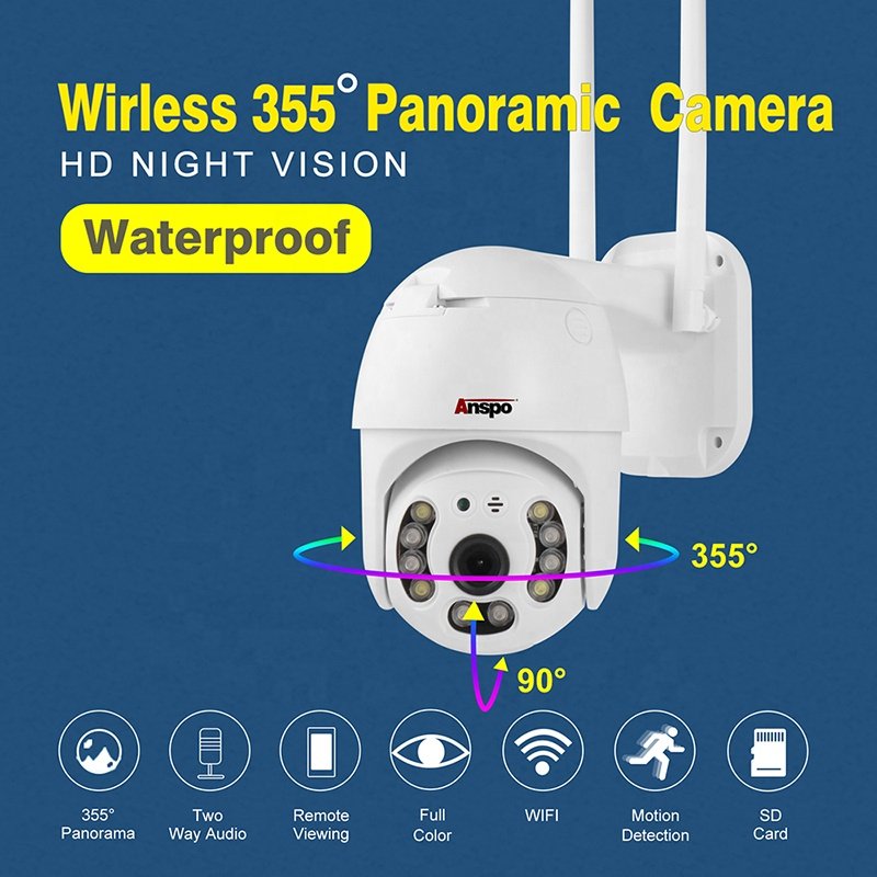 Anspo Smart Wifi Mini PTZ Cam 3MP Outdoor Wireless Outdoor IP Monitor night vision network camera