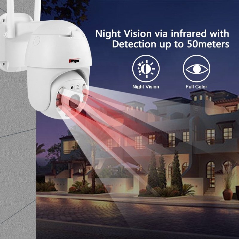 Anspo Smart Wifi Mini PTZ Cam 3MP Outdoor Wireless Outdoor IP Monitor night vision network camera