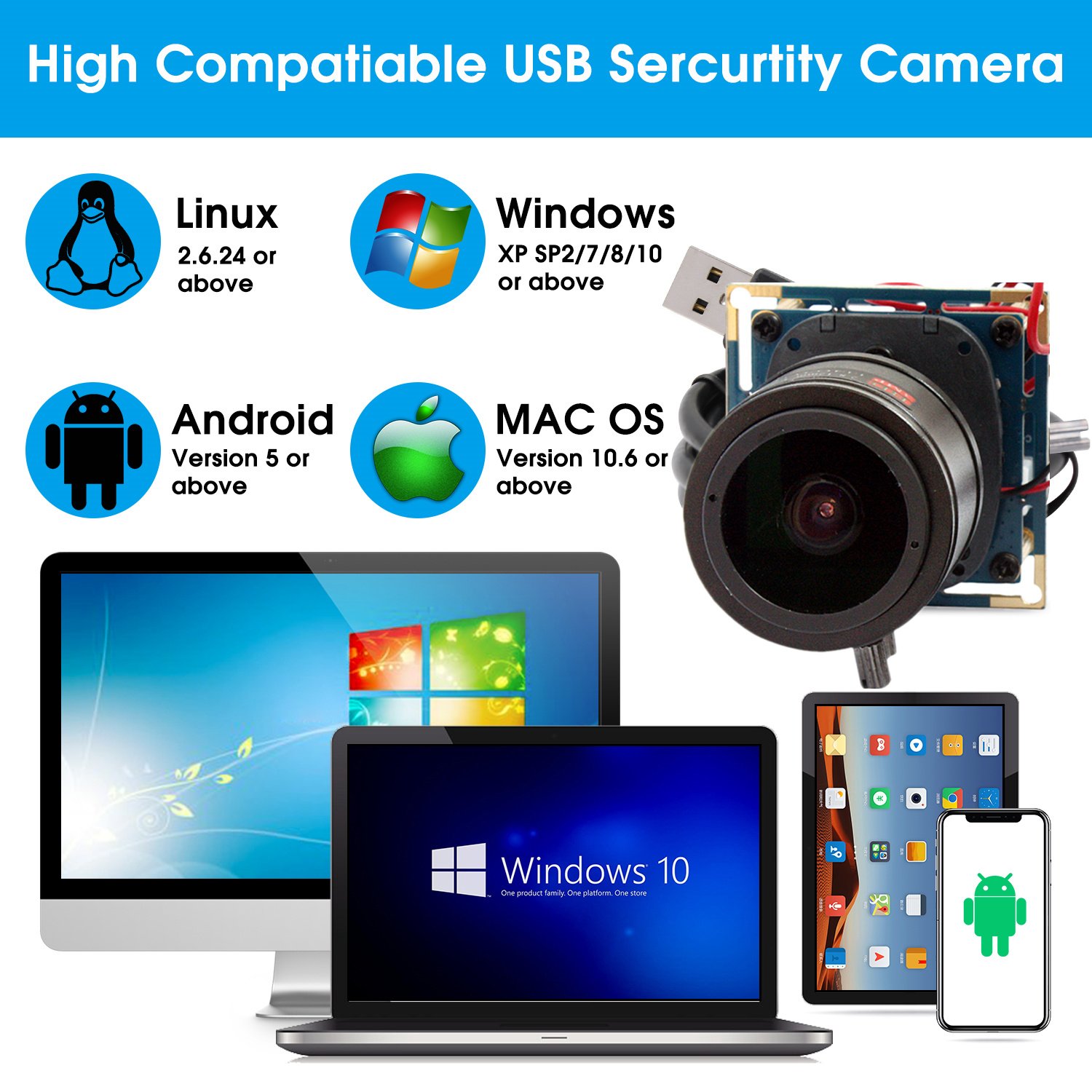 ELP 2.8-12mm Varifocal Lens Free Driver 2MP USB Web Camera 120FPS 1080P Mini USB Camera Module 4X Zoom For Animal Observation