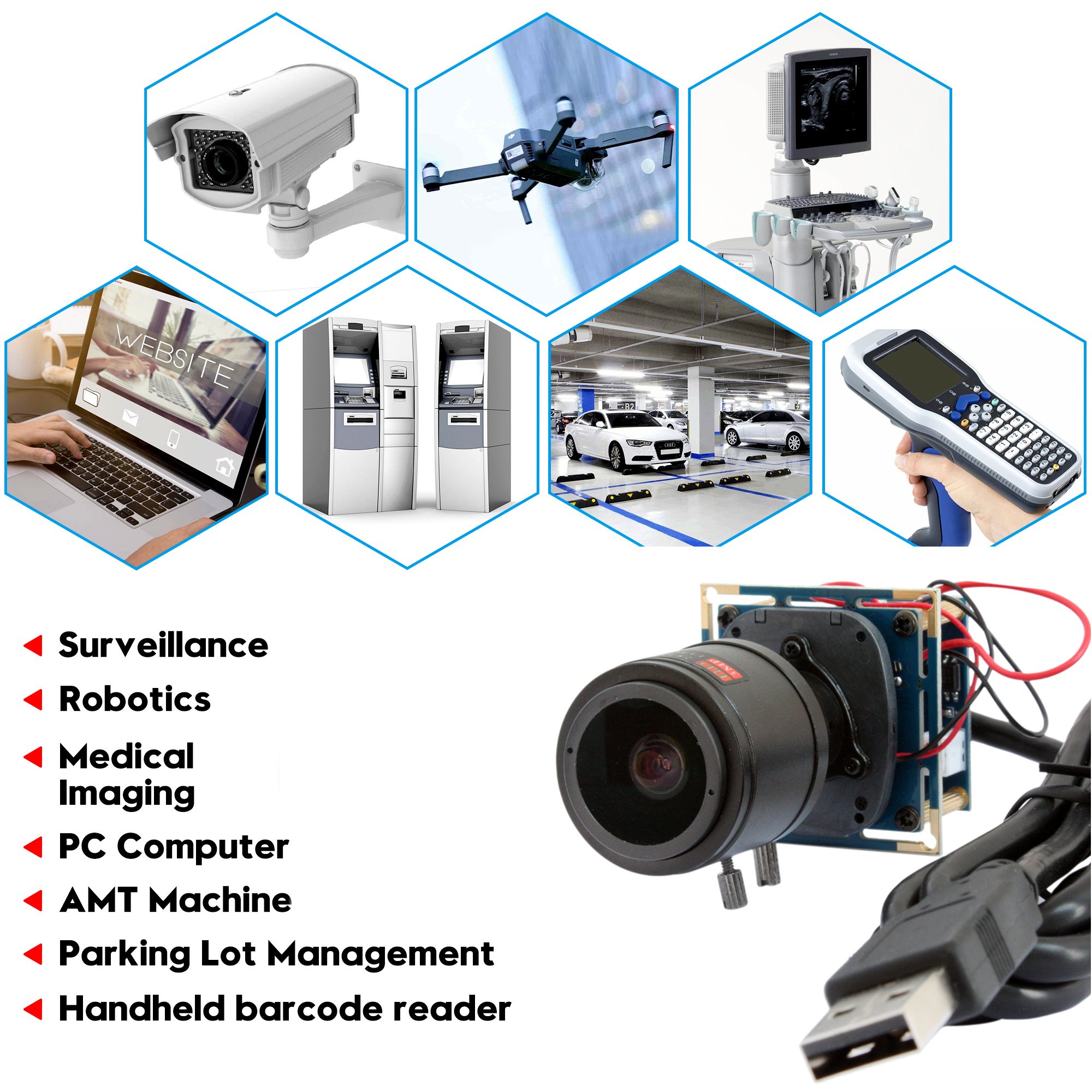 ELP 2.8-12mm Varifocal Lens Free Driver 2MP USB Web Camera 120FPS 1080P Mini USB Camera Module 4X Zoom For Animal Observation