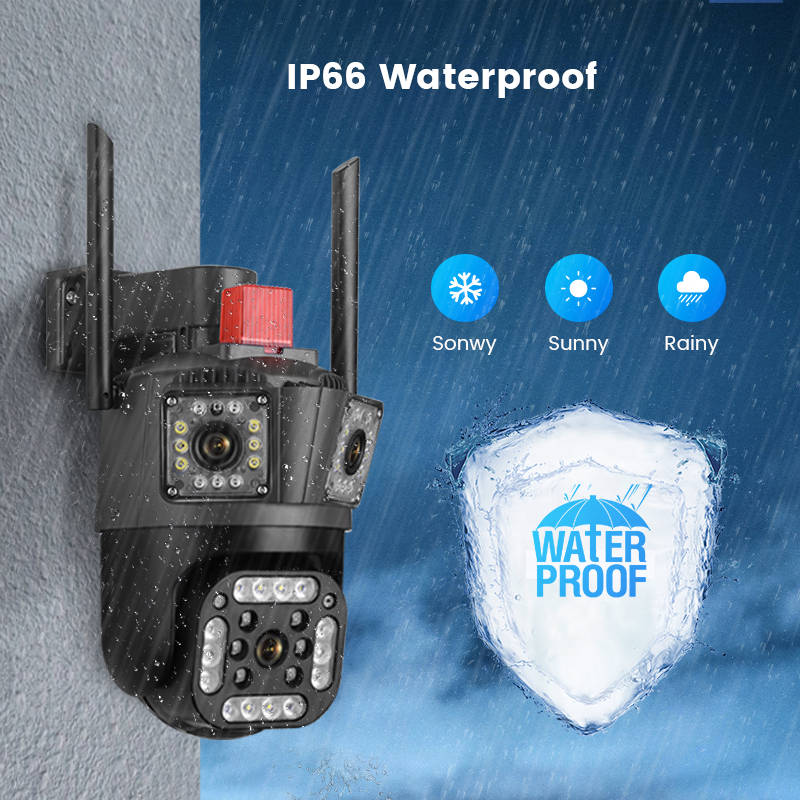 Three lens alarm linkage v380pro app wifi ptz camera smart motion & human detection v380 security wireless network camera