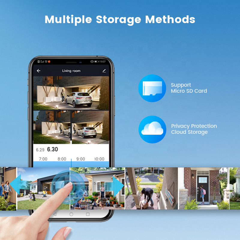 Three lens alarm linkage v380pro app wifi ptz camera smart motion & human detection v380 security wireless network camera