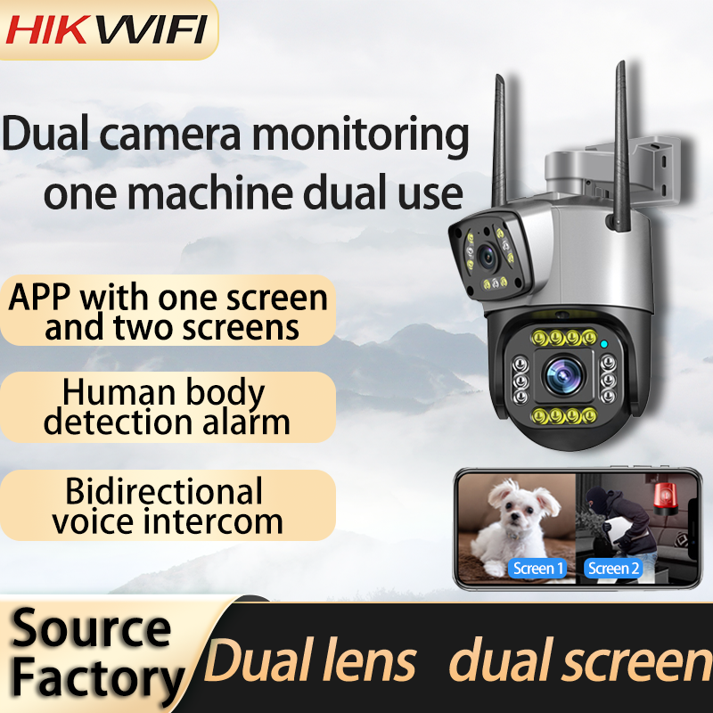 Hot Sales Dual Lens Wifi Network Camera Optical Zoom PTZ Motion Tracking Night Vision with CMOS Sensor for Indoor Security