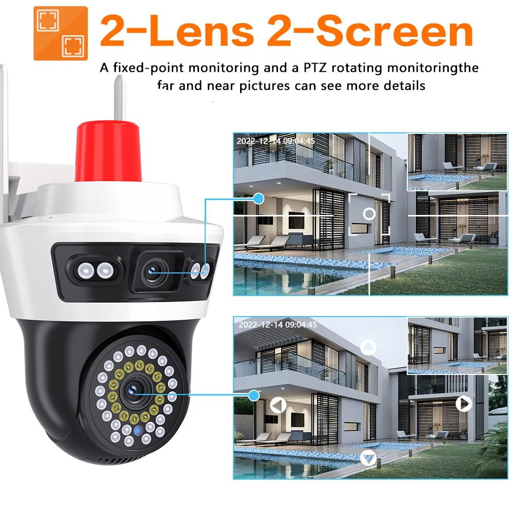 HD 8MP Outdoor Wireless Dual Lens Network Ptz Cameras Yoosee Security Auto Tracking supervisory Wifi Dual Lens CCTV Camera