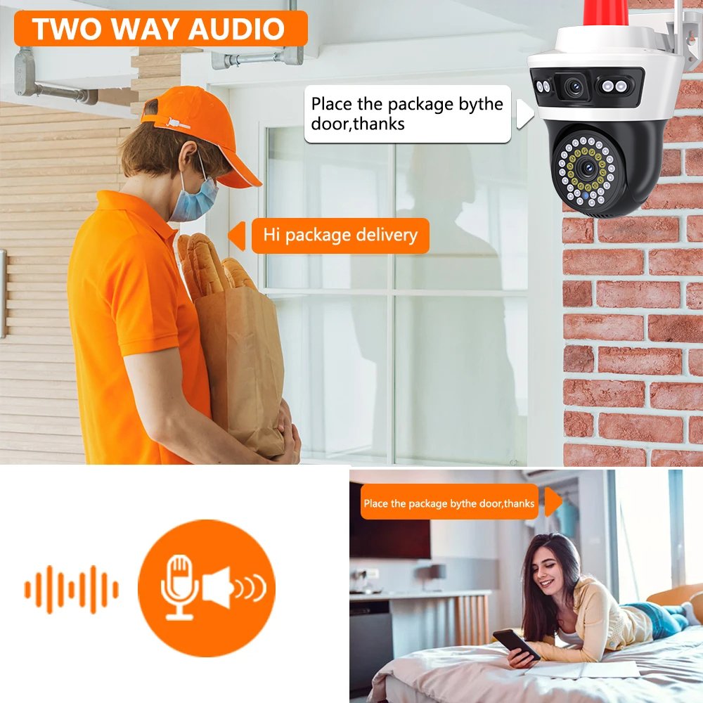 HD 8MP Outdoor Wireless Dual Lens Network Ptz Cameras Yoosee Security Auto Tracking supervisory Wifi Dual Lens CCTV Camera