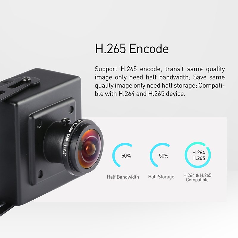 REVODATA Mini 5MP PoE IP Camera Fisheye Lens Indoor Security Surveillance Mini IP Camera POE CCTV Metal