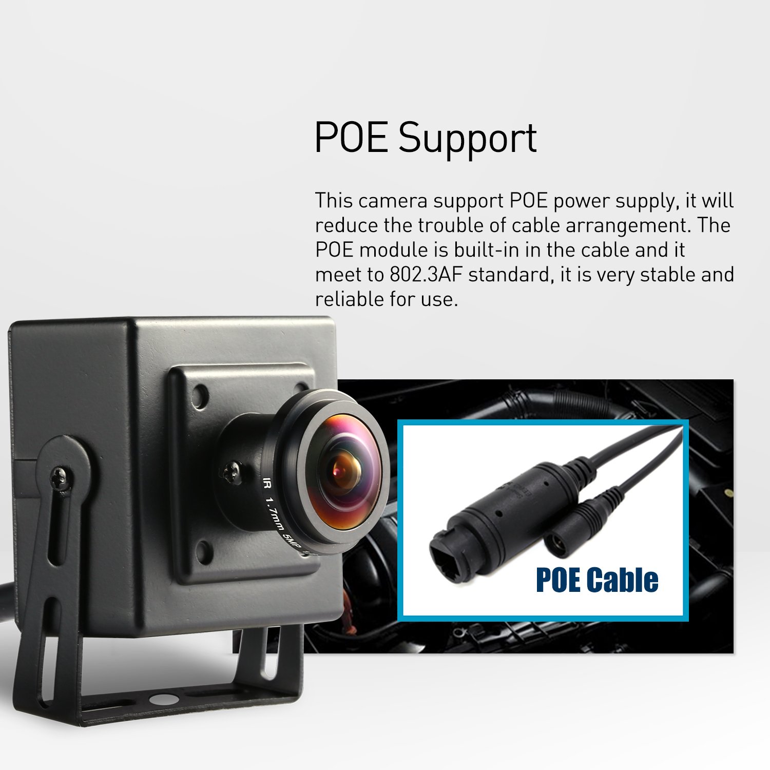 REVODATA Mini 5MP PoE IP Camera Fisheye Lens Indoor Security Surveillance Mini IP Camera POE CCTV Metal