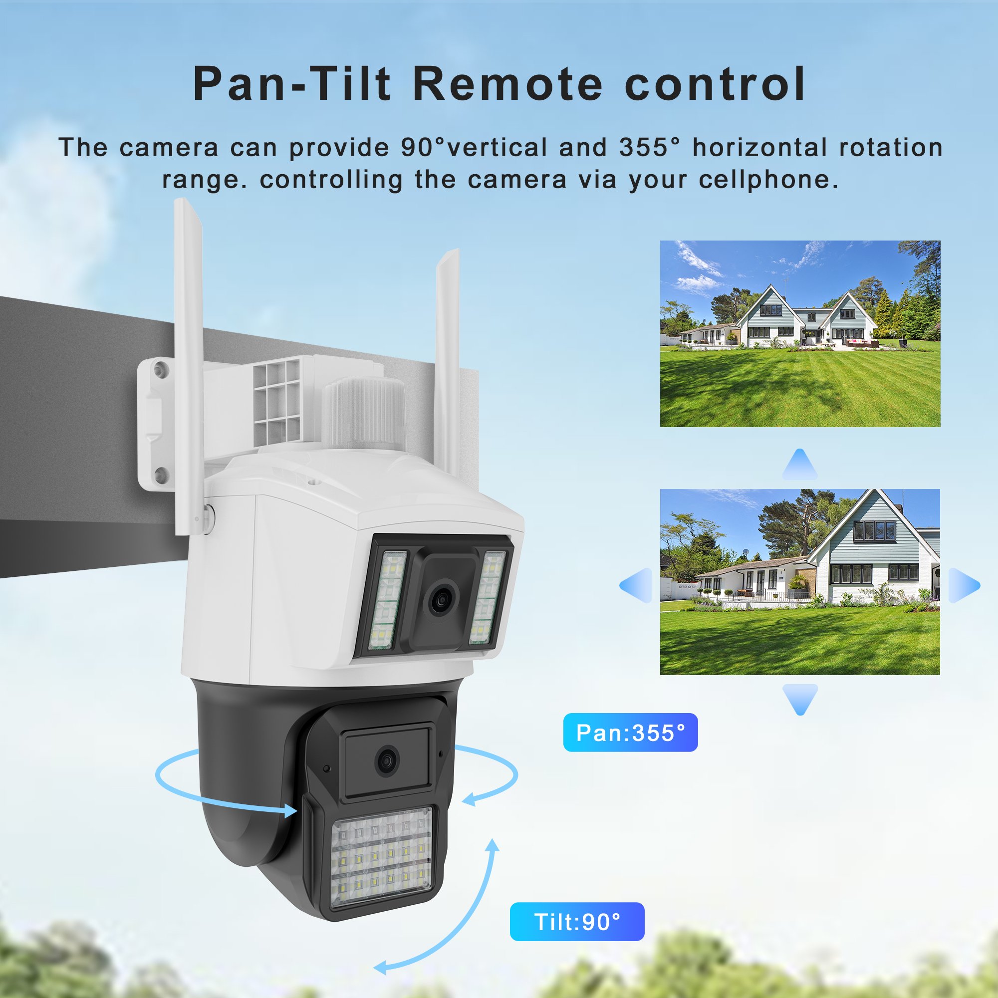 Outdoor Dual Lens network Camera 4MP Wireless Waterproof Wifi Dome Camera CCTV Starlight Night Vision PTZ Smart Security Camera
