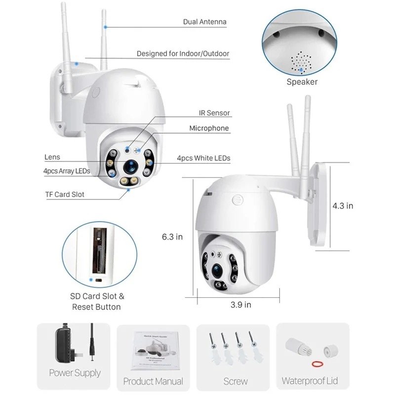 4G CCTV Camera V380pro Yoosee App 4G Smart AI HD 1080P 360 Ptz Dome Camera Panoramic Wifi Night Vision Security Sim Card Network