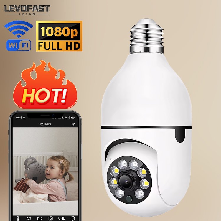 LEVOFAST Free Sample 360 wifi CCTV Bulb Light Security Camera Wireless 2MP Motion Detection V380pro bulb camera