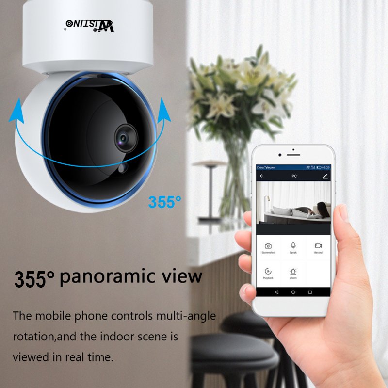 Wistino 1080P 5G Wifi Wireless CCTV Camera Indoor color Night Vision Audio Motion Detection 2MP Camera Security