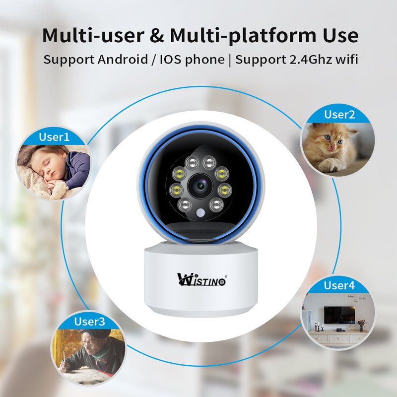 Wistino 1080P 5G Wifi Wireless CCTV Camera Indoor color Night Vision Audio Motion Detection 2MP Camera Security