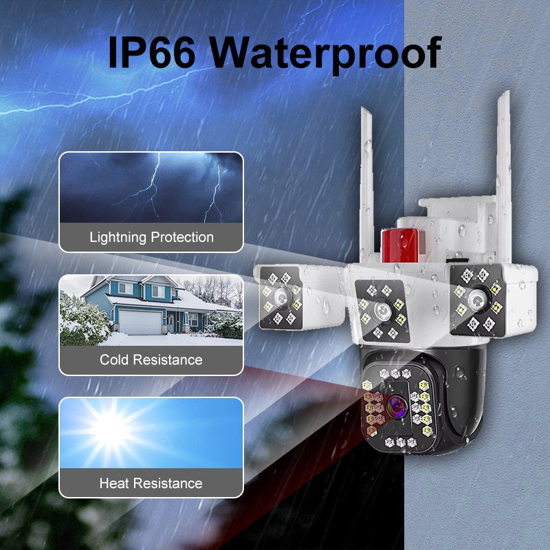 Yoosee App Factory price 3 lens 3 views wireless cctv camera network WIFI Security Camera outdoor PTZ 360 IP Camera