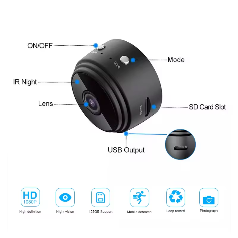 Hot Sale HD 1080P Smart Mini Wifi remote camera Home Security baby pet monitor Cam Wireless Indoor H.265 Gua Camera with Sd Card